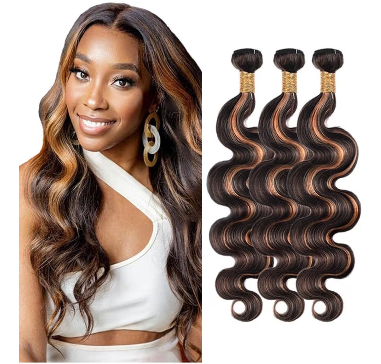 100% human hair black ombré wavy bundles