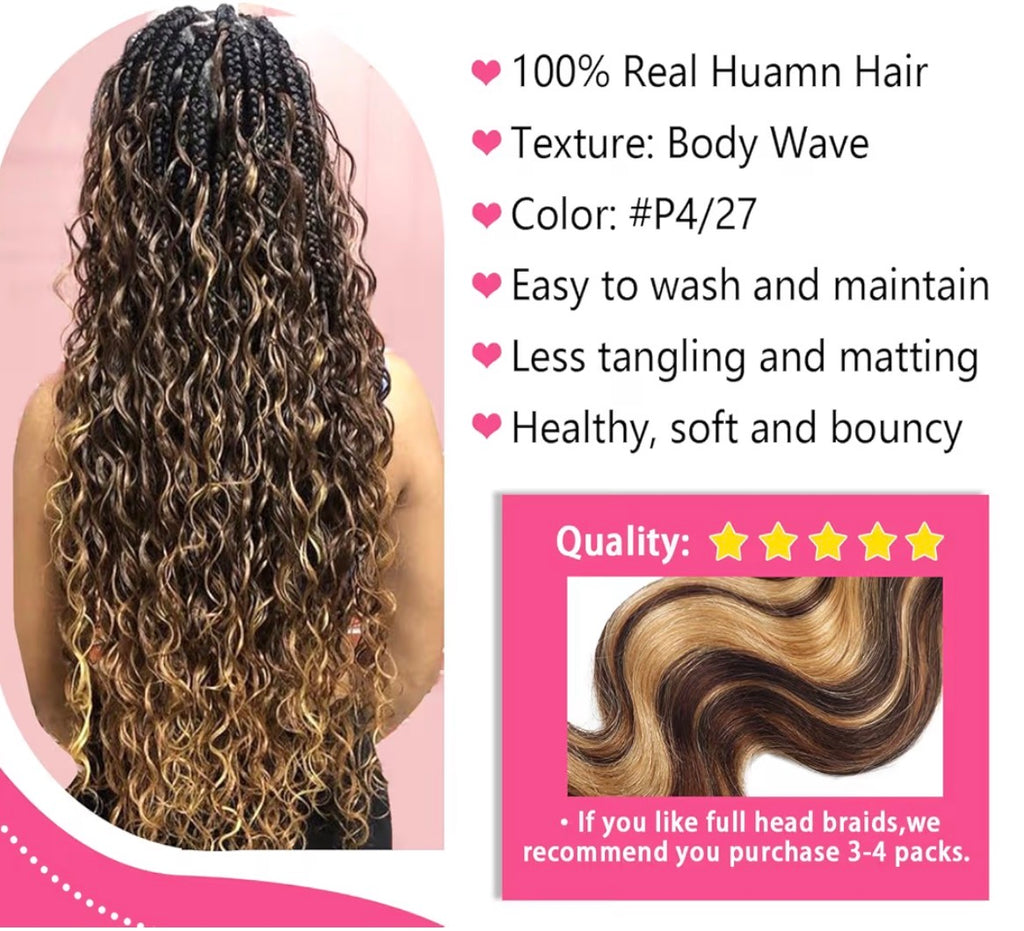 curly boho braids bundle 100% human hair