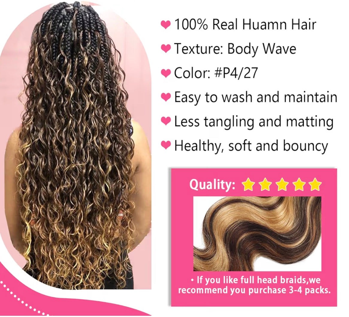 curly boho braids bundle 100% human hair