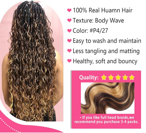curly boho braids bundle 100% human hair