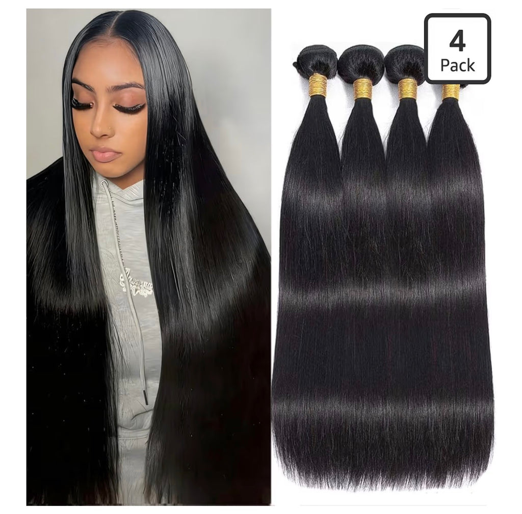 black long straight 100% human hair bundles